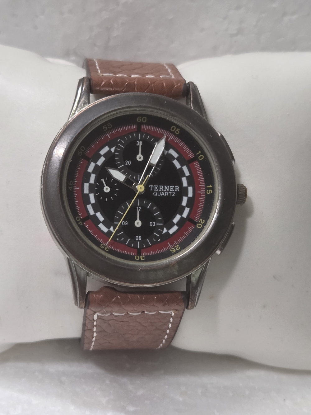 Terner Quartz Racing-Style Wristwatch - Black & Brown Nickel Free